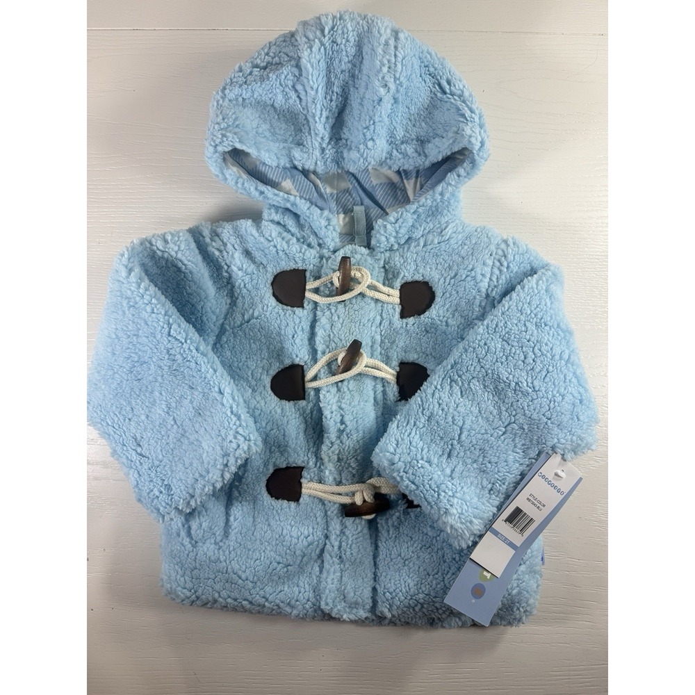 Toddler Sherpa Toggle Coat Baby Blue Hooded Fleece Jacket 2T New Teddy Bear Coat